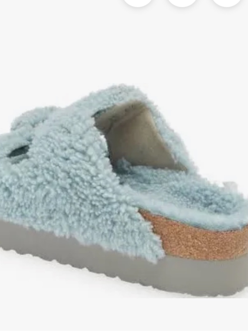 Papillio Birkenstock Arizona Big Buckle Blue Shearling Platform Slide Sandal-40 - Picture 8 of 13